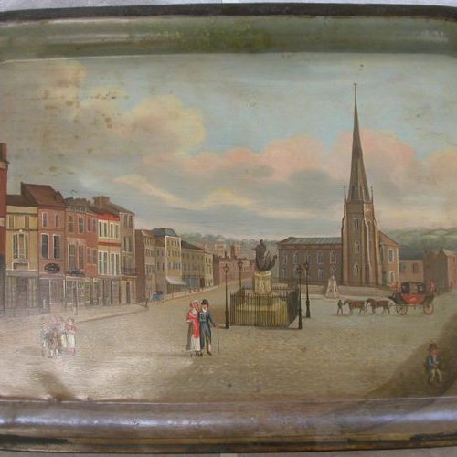 Japanned Tray - View of the Bull Ring, Birmingham After Treatment