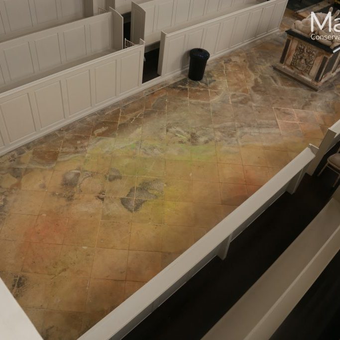 Before treatment (orange/green/yellow staining)